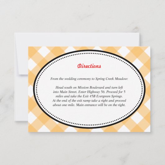 Oranje geruite landelijke robuuste ontvangst bijla kaart (Achterkant)