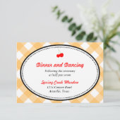 Oranje geruite landelijke rustieke ontvangst bijla kaart (Staand voorkant)