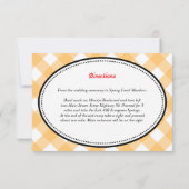 Oranje geruite landelijke rustieke ontvangst bijla kaart (Achterkant)