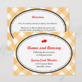 Oranje geruite landelijke rustieke ontvangst bijla kaart (Voorkant / Achterkant)