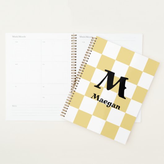 Oranje geruite patroon achtergrond planner (Display)