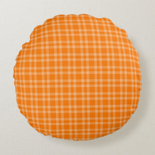 Oranje geruite patroon rond kussen