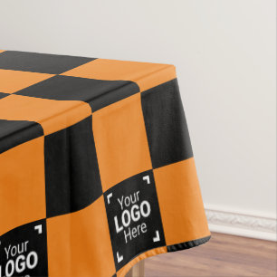 Oranje geruite zakelijke Logo Work Event / Party Tafelkleed
