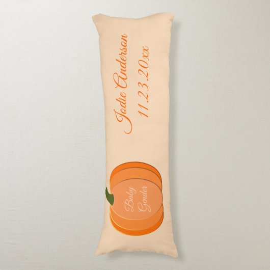 Oranje geslachtsneutraal pompoen Aangepaste geboor Lichaamskussen (Voorkant Verticaal)