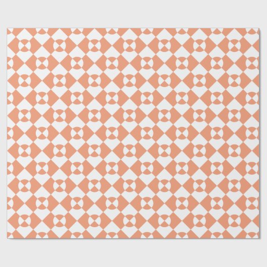 Oranje gestileerd checkerpatroon cadeaupapier (Vlak)