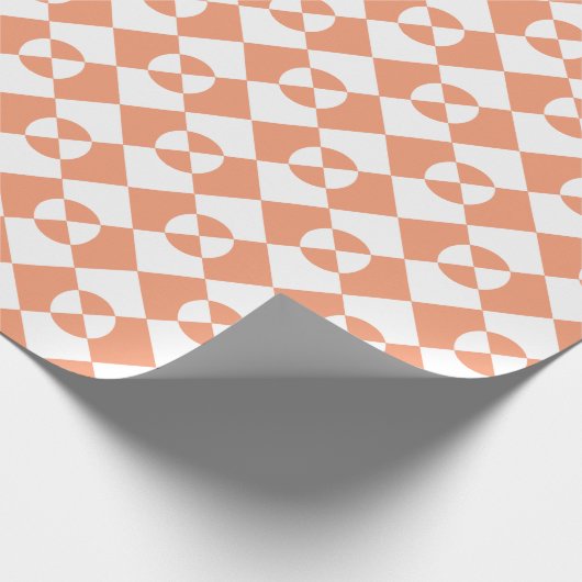 Oranje gestileerd checkerpatroon cadeaupapier (Hoek)