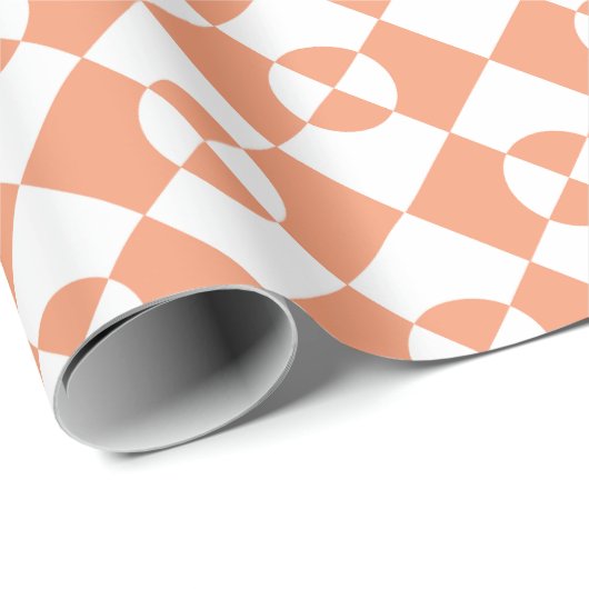 Oranje gestileerd checkerpatroon cadeaupapier (Rol Hoek)