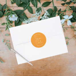 Oranje gestileerde bruiloft Save the Date Ronde Sticker