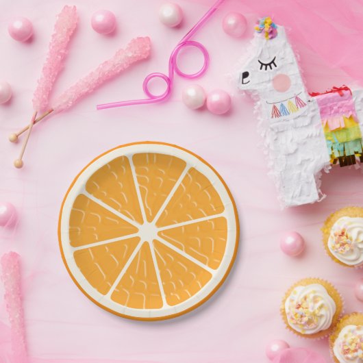 Oranje gestileerde vruchtenplak papieren bordje (Feest)