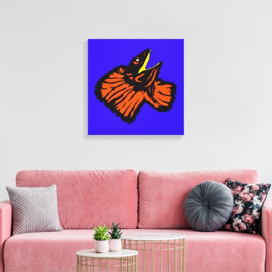 Oranje gestormde neonhagedis canvas afdruk (Insitu (Woonkamer))