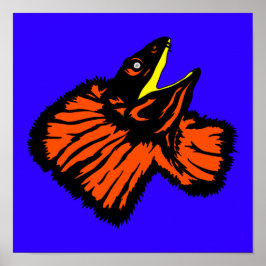 Oranje gestormde neonhagedis poster