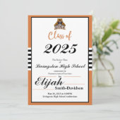 Oranje gestreepte eenvoudige Afstuderen Kaart (Staand voorkant)