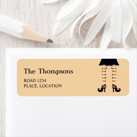 Oranje gestreepte heksenpoten aangepaste tekst Hal Etiket (Insitu)