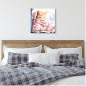 Oranje gestreepte kat in een raam canvas afdruk (Insitu (Slaapkamer))