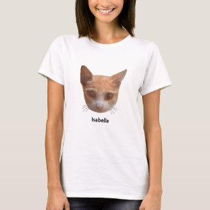 Oranje gestreepte poes & kalligrafie t-shirt