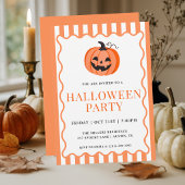 Oranje gestreepte pompoen Halloween-feest Kaart
