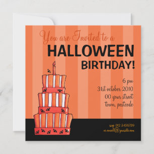 Oranje gestreepte vleermuizen Cake Halloween Birth Kaart