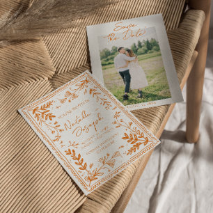 Oranje Getekende Bloementuin Foto Bewaar De Datum Save The Date