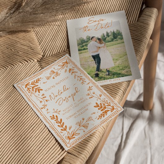 Oranje Getekende Bloementuin Foto Bewaar De Datum Save The Date