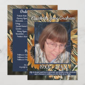 Oranje getinte zonnebloemkunst | Foto | Begrafenis Programmakaart (Voorkant / Achterkant)