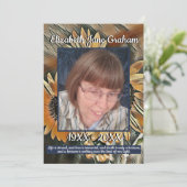 Oranje getinte zonnebloemkunst | Foto | Begrafenis Programmakaart (Staand voorkant)