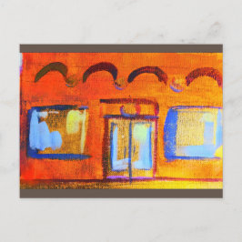 Oranje gevel van Bright streetscape Briefkaart