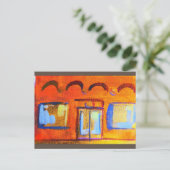 Oranje gevel van Bright streetscape Briefkaart (Staand voorkant)