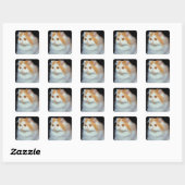 Oranje geverfd en kutkat vierkante sticker (Vel)