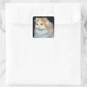 Oranje geverfd en kutkat vierkante sticker (Tas)