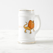 Oranje gevlekte hagedis cartoon afbeelding bierpul (Voorkant rechts)