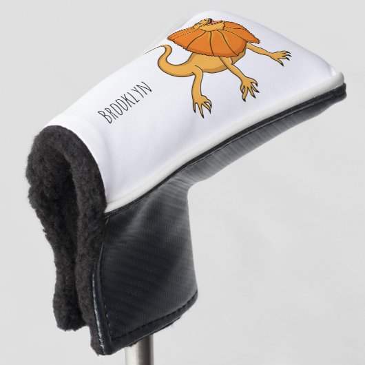 Oranje gevlekte hagedis cartoon afbeelding golfheadcover (3/4 voorkant)