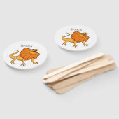 Oranje gevlekte hagedis cartoon afbeelding handwaaier (Niet-gemonteerd)