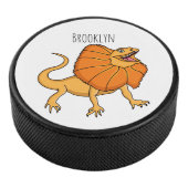 Oranje gevlekte hagedis cartoon afbeelding hockey puck (3/4)