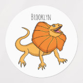 Oranje gevlekte hagedis cartoon afbeelding labels (Design 1)