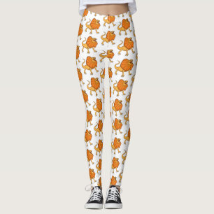 Oranje gevlekte hagedis cartoon afbeelding leggings