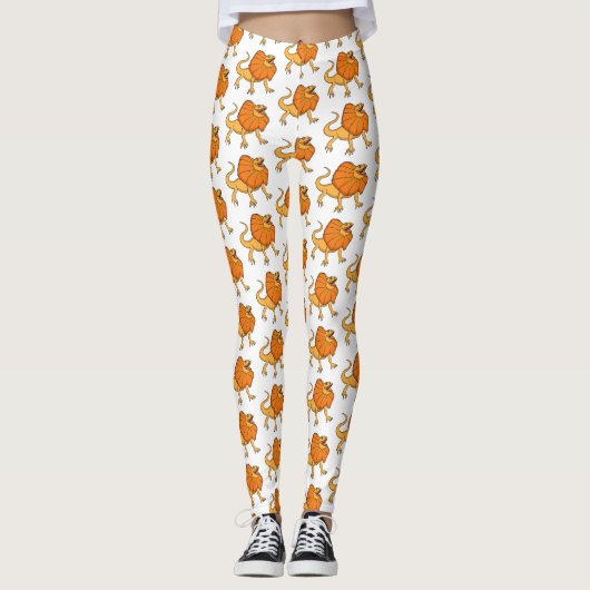 Oranje gevlekte hagedis cartoon afbeelding leggings (Voorkant)