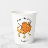 Oranje gevlekte hagedis cartoon afbeelding papieren bekers (Achterkant)