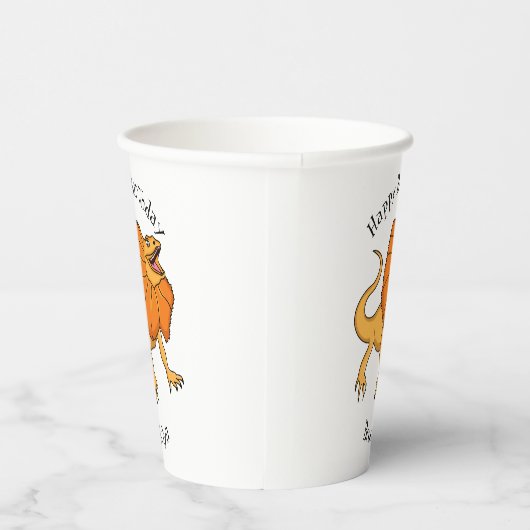 Oranje gevlekte hagedis cartoon afbeelding papieren bekers (Rechts)