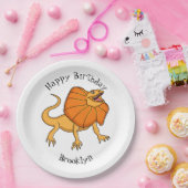 Oranje gevlekte hagedis cartoon afbeelding papieren bordje (Feest)