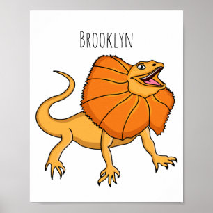 Oranje gevlekte hagedis cartoon afbeelding poster