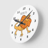 Oranje gevlekte hagedis cartoon afbeelding ronde klok (Hoek)