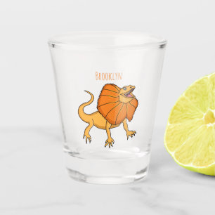 Oranje gevlekte hagedis cartoon afbeelding shot glas
