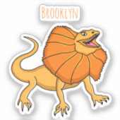 Oranje gevlekte hagedis cartoon afbeelding sticker (Voorkant)