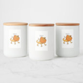 Oranje gevlekte hagedis cartoon afbeelding voedselcontainer etiket (Flessen)