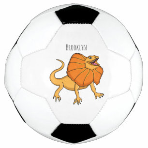 Oranje gevlekte hagedis cartoon afbeelding voetbal