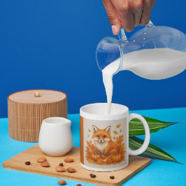 oranje Gezellige Herfst vibes fox Pompoen Bladeren Koffiemok