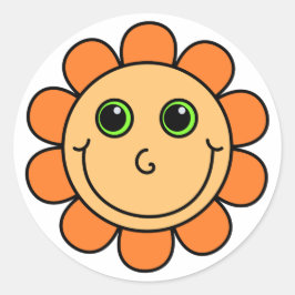 Oranje gezichtsbloem ronde sticker