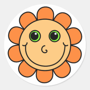 Oranje gezichtsbloem ronde sticker