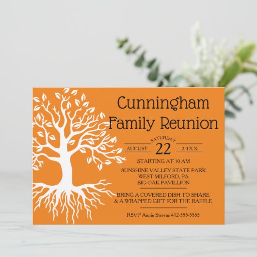 Oranje gezinshereniging - Silhouette Save The Date (Staand voorkant)