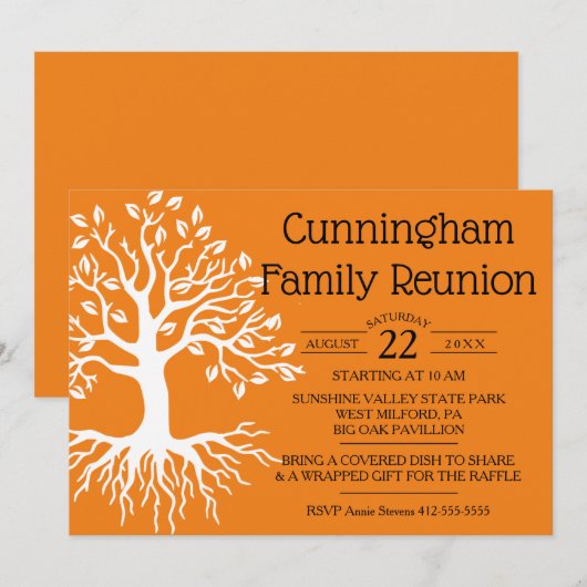 Oranje gezinshereniging - Silhouette Save The Date (Voorkant / Achterkant)